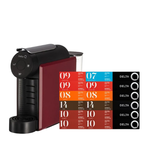 Machine à café capsules Delta Q Mini Qool - Rouge + 120 capsules Delta Q offertes