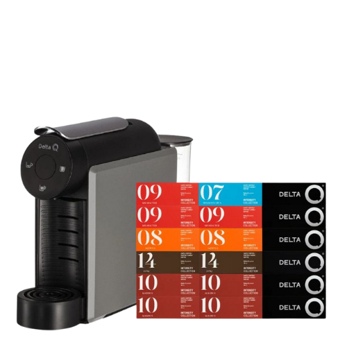 Machine à café capsules Delta Q Mini Qool - Grise + 120 capsules Delta Q offertes