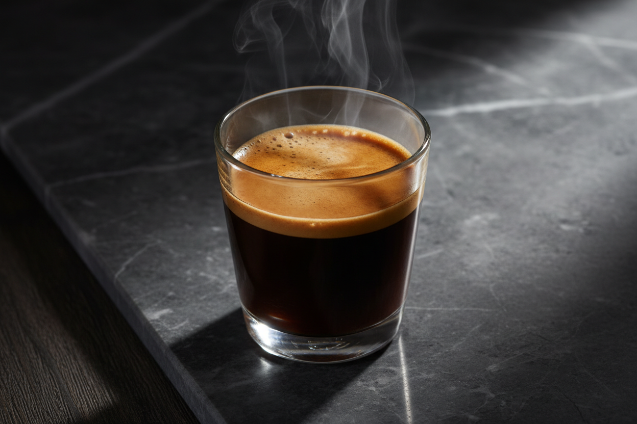 un verre de café bien puissant