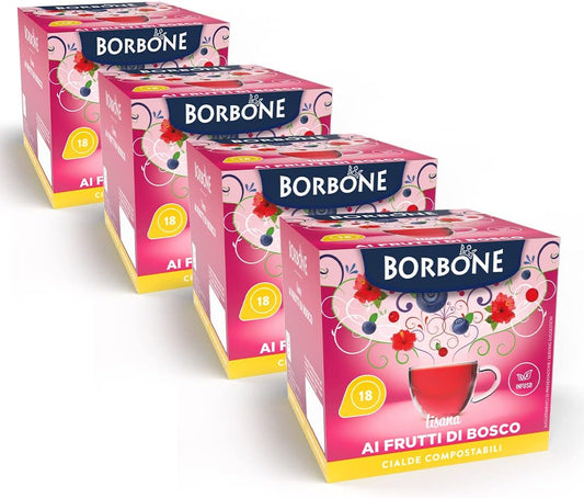 72 dosettes 4 paquets de 18 dosettes Tisane aux Baies Sauvages- Système ESE - Caffé Borbone
