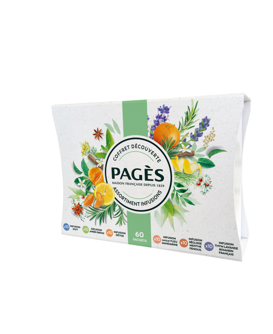 Coffret carton infusions - 60 sachets 6 Saveurs -PAGÈS